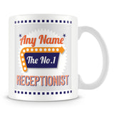 Receptionist Personalised Mug - No.1 Retro Gift - Orange
