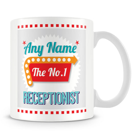 Receptionist Personalised Mug - No.1 Retro Gift - Green