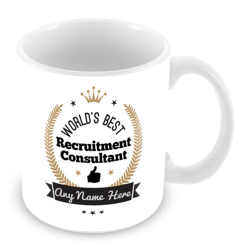The Worlds Best Recruitment Consultant Mug - Laurels Design - Gold