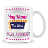 Sales Assistant Personalised Mug - No.1 Retro Gift - Pink