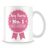 Sales Assistant Mug - Personalised Gift - Rosette Design - Pink