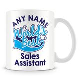 Worlds Best Sales Assistant Personalised Mug - Blue