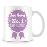 Sales Assistant Mug - Personalised Gift - Rosette Design - Purple