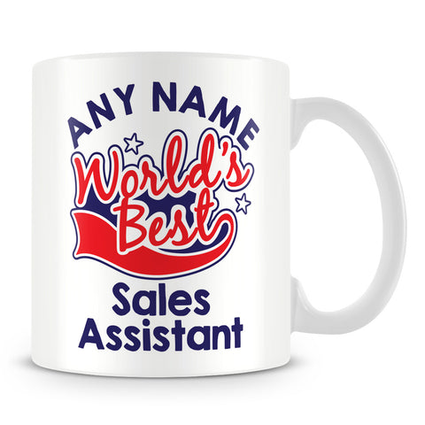 Worlds Best Sales Assistant Personalised Mug - Red