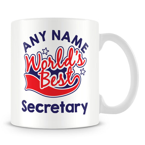Worlds Best Secretary Personalised Mug - Red