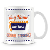 Senior Engineer Personalised Mug - No.1 Retro Gift - Orange