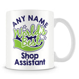 Worlds Best Shop Assistant Personalised Mug - Green