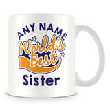 Worlds Best Sister Personalised Mug - Orange
