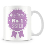 Sister Mug - Personalised Gift - Rosette Design - Purple