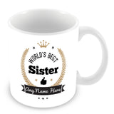The Worlds Best Sister Mug - Laurels Design - Gold