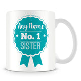 Sister Mug - Personalised Gift - Rosette Design - Green