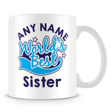 Worlds Best Sister Personalised Mug - Blue