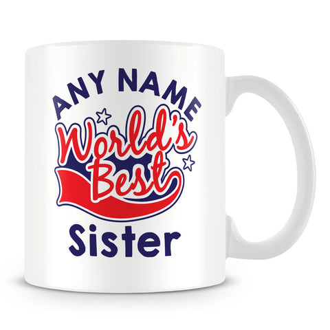 Worlds Best Sister Personalised Mug - Red
