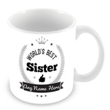 The Worlds Best Sister Mug - Laurels Design - Silver