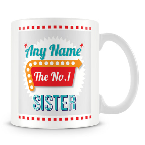 Sister Personalised Mug - No.1 Retro Gift - Green