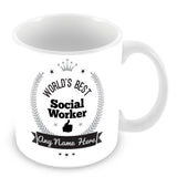 The Worlds Best Social Worker Mug - Laurels Design - Silver