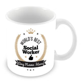 The Worlds Best Social Worker Mug - Laurels Design - Gold