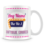 Software Engineer Personalised Mug - No.1 Retro Gift - Pink
