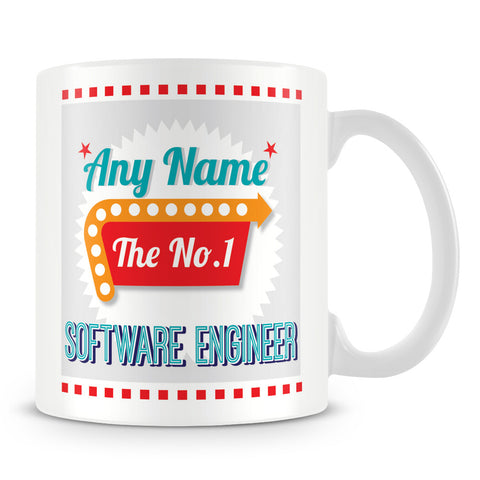Software Engineer Personalised Mug - No.1 Retro Gift - Green