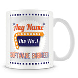 Software Engineer Personalised Mug - No.1 Retro Gift - Orange