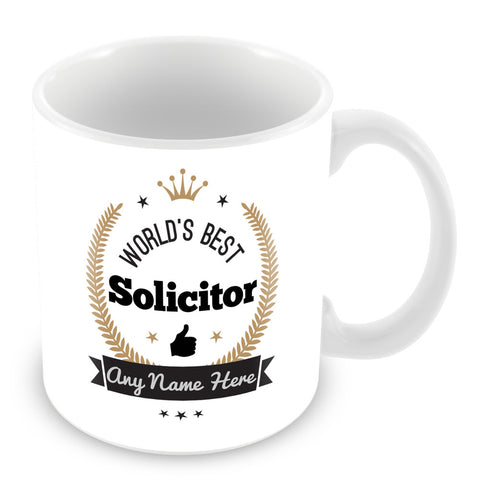 The Worlds Best Solicitor Mug - Laurels Design - Gold