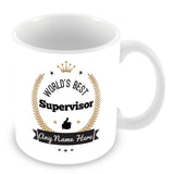The Worlds Best Supervisor Mug - Laurels Design - Gold