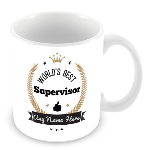The Worlds Best Supervisor Mug - Laurels Design - Gold