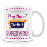 Supervisor Personalised Mug - No.1 Retro Gift - Pink