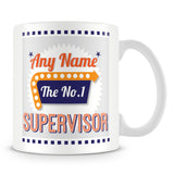 Supervisor Personalised Mug - No.1 Retro Gift - Orange