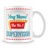 Supervisor Personalised Mug - No.1 Retro Gift - Green