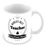 The Worlds Best Teacher Mug - Laurels Design - Silver
