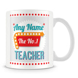 Teacher Personalised Mug - No.1 Retro Gift - Green