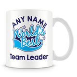 Worlds Best Team Leader Personalised Mug - Blue