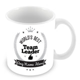 The Worlds Best Team Leader Mug - Laurels Design - Silver