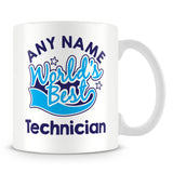 Worlds Best Technician Personalised Mug - Blue