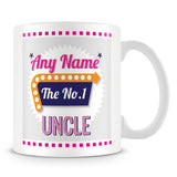 Uncle Personalised Mug - No.1 Retro Gift - Pink