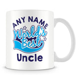 Worlds Best Uncle Personalised Mug - Blue