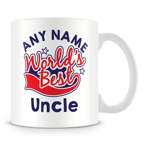 Worlds Best Uncle Personalised Mug - Red