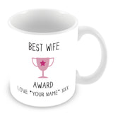 Best Wife Mug - Award Trophy Personalised Gift - Pink
