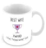 Best Wife Mug - Award Trophy Personalised Gift - Purple
