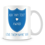 Award Shield Personalised Mug – Blue