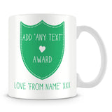 Award Shield Personalised Mug – Green