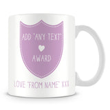 Award Shield Personalised Mug – Purple