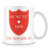 Award Shield Personalised Mug – Red