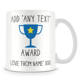 Award Trophy Personalised Mug – Blue