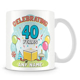 Birthday Celebration Mug with Age and Name Blue