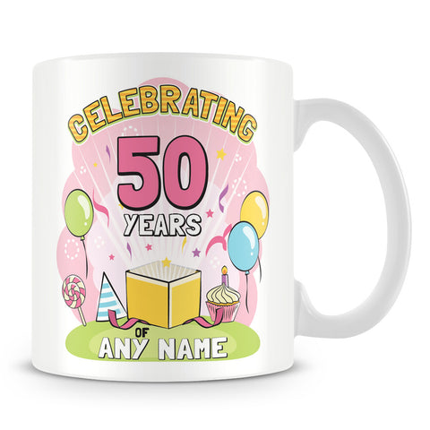 Birthday Celebration Mug with Age and Name Pink