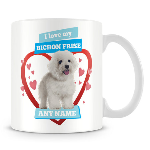 I Love My Bichon Frise Dog Personalised Mug - Blue
