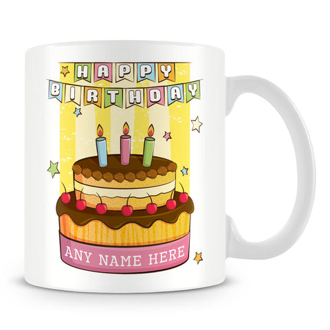Birthday Cake Personalised Mug with Name