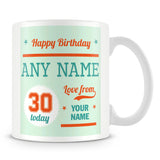 Personalised Birthday Mug With Age and Names – Green